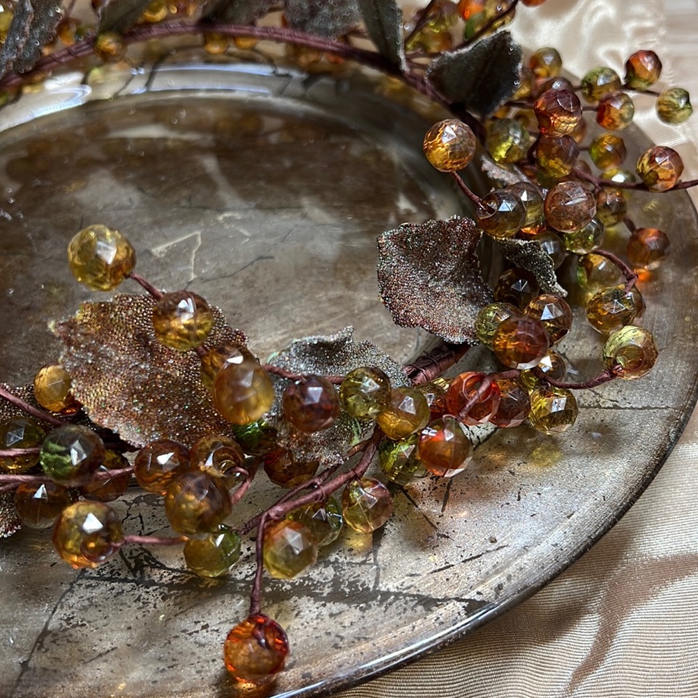CRATE & BARREL MULTI FACETED JEWEL CANDLE RING 7’’ NIB AMBER HUES